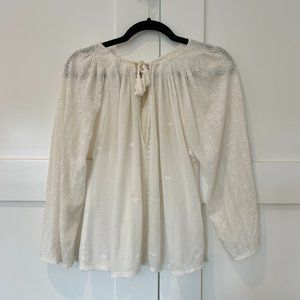 Doen Embroidered Blouse White- S- DOEN